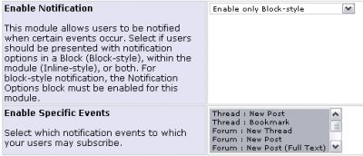 CBB Notification Options - admin