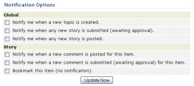 News Notification Options - module
